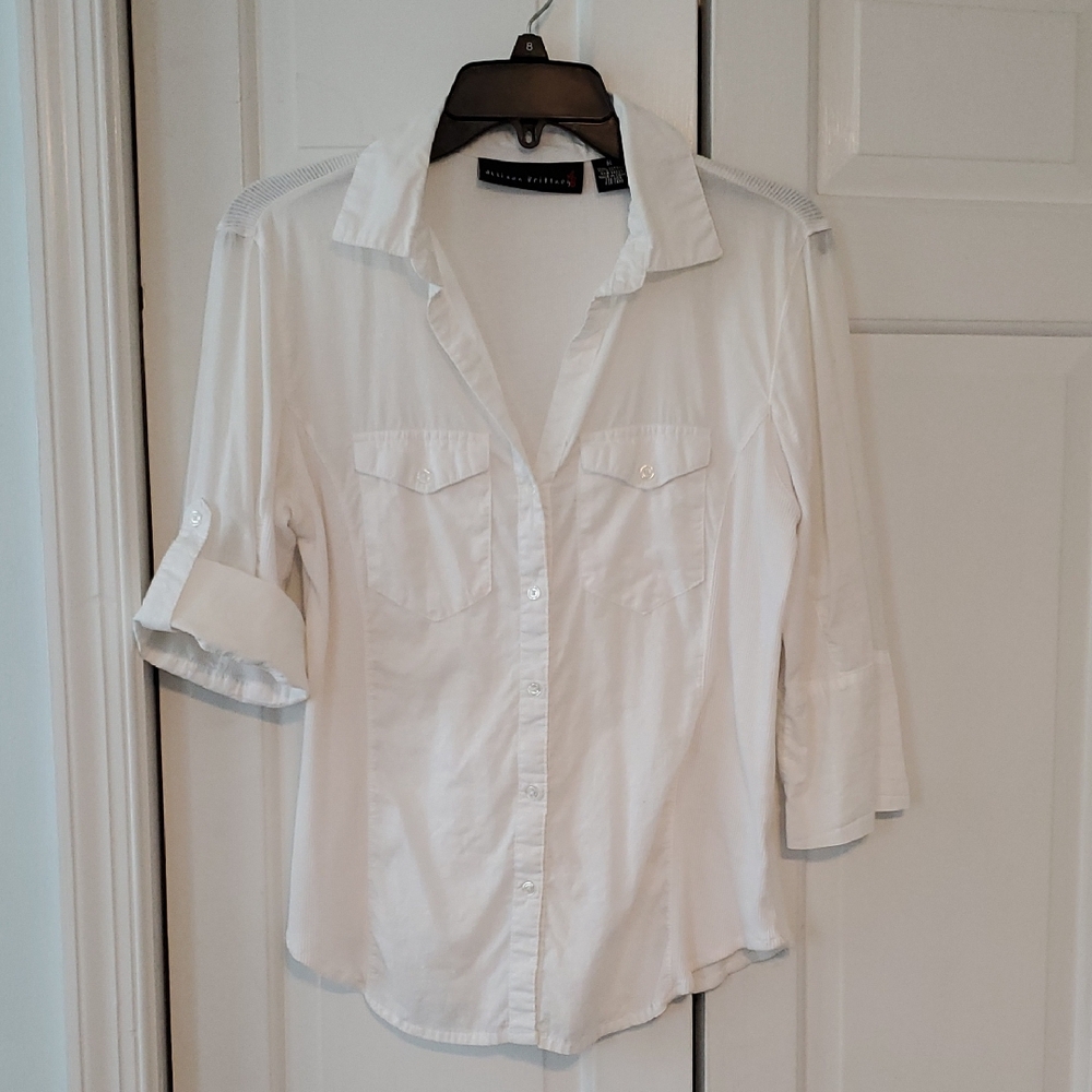 White Button-up Cotton Fitted Shirt Size Medium